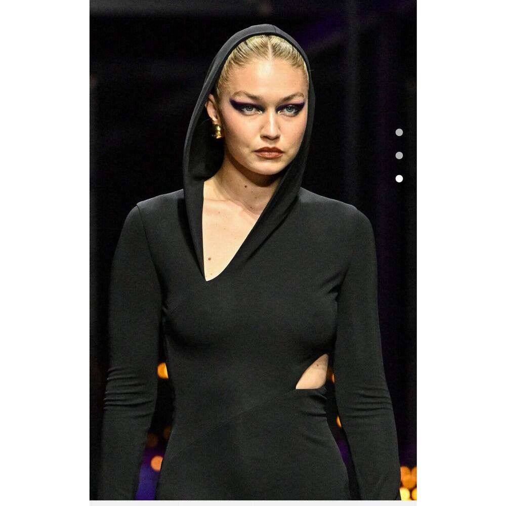 NWT Versace Runway Black Maxi Dress IT 38 US 2 Hooded Cut Out $3,475 - Picture 2 of 16